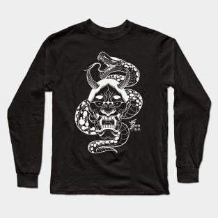 White hannya snake Long Sleeve T-Shirt